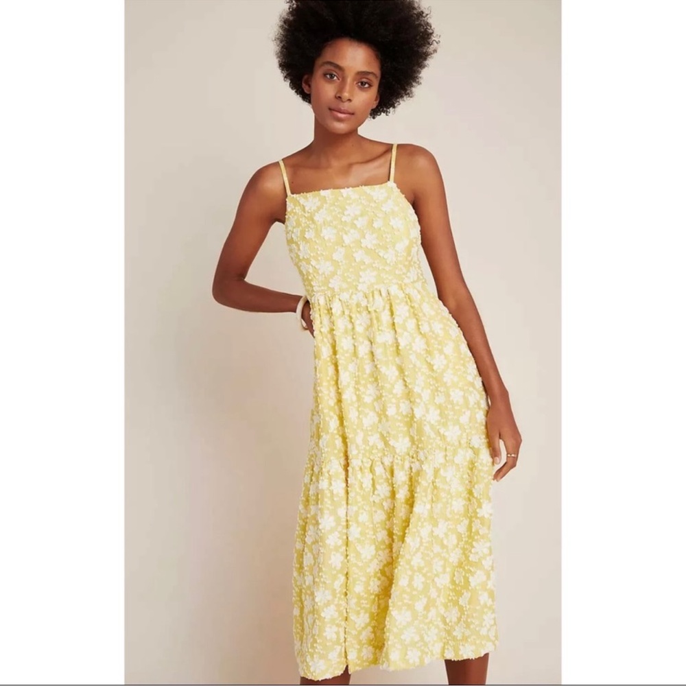 Anthropologie Rhonda Textured Midi Dress EC SZ10